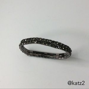 Black Rhinestone 2-row Expansion Bracelet